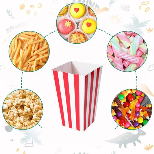 Disposable Popcorn Box  Chicken Rice Krispies Birthday Party Table Stuff Paper Box  Square Folding Packing Popcorn Box Food