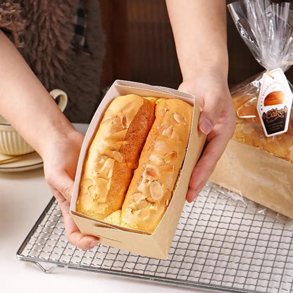 Golden Pillow Cake Paper Tray Packaging Box Disposable Toast Carton High Temperature Resistant Bread Oven Mold Baking Bag
