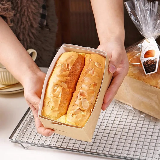 Golden Pillow Cake Paper Tray Packaging Box Disposable Toast Carton High Temperature Resistant Bread Oven Mold Baking Bag