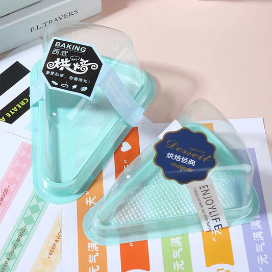 Food Packaging Mni Bakery Cake Slice Box Clear Plastic Triangle Cake Box