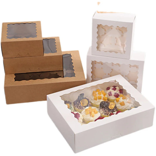Jinkuang  Cake Boxes with Window  for Cup Cake,   Birthday Party, Wedding, Valentine's Day  Xma