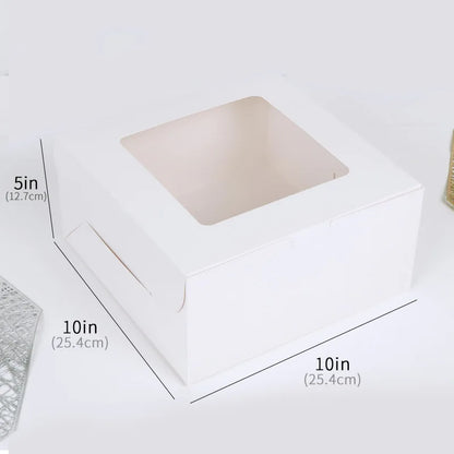 Customized Wholesale Disposable Foldable square Transparent Window Packaging Box White High-quality Baked Cake Box
