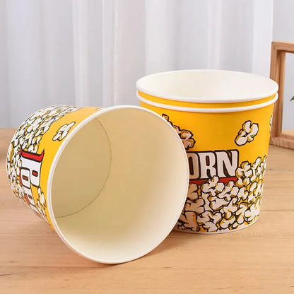 Disposable Cinema Ktv Commercial Packaging Oil-proof Food Grade Classic Parties Can Be Reused White Cardboard Popcorn Boxes