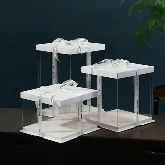 Plastic Cake Packaging Box Birthday Wedding Christmas Party Square Cake Box Transparent Food Tall Cake Box Container