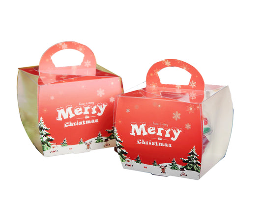 Christmas Internet Celebrity Hand Box 4 Inch Mousse Cake Packaging Box Transparent Round Peace Fruit Mousse Ball Gift