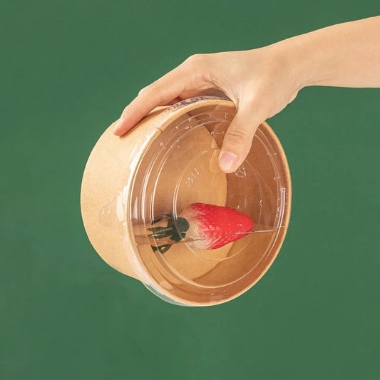 Disposable Kraft Paper Salad Bowl Can Be Added Lid Packaging Food Round Kraft Paper Lunch Box