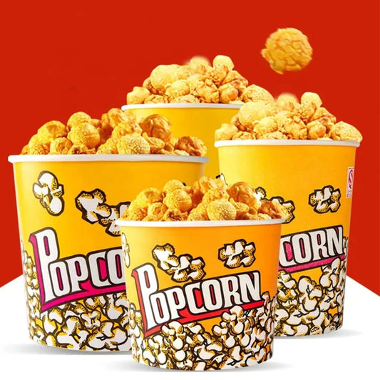 Disposable Cinema Ktv Commercial Packaging Oil-proof Food Grade Classic Parties Can Be Reused White Cardboard Popcorn Boxes