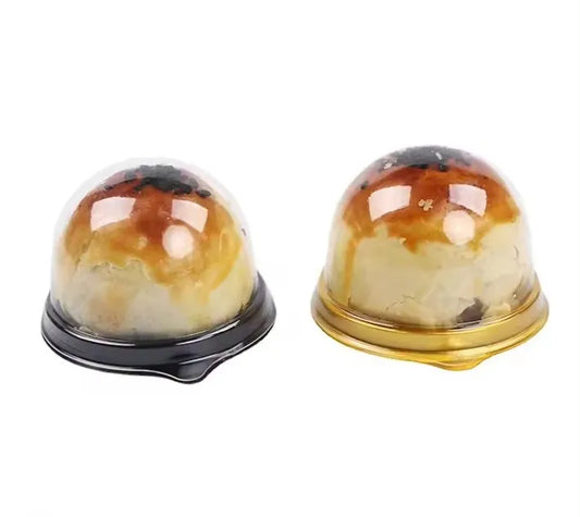 Mini Paper Cup Egg Yolk Pastry Packaging Box, Round Top Single Pack, Universal Transparent Dessert Cake Bubble Cover Box
