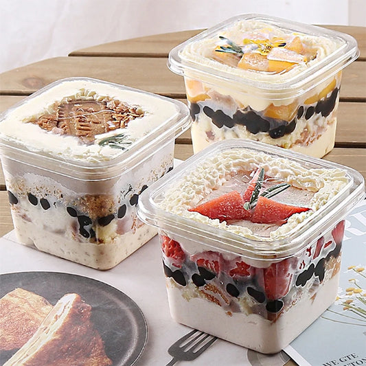 Opaque square Pudding Bran Cup Fruit Layer Cake Fruit Cake Box Ice Cream Box Soy Milk Packing Box Holiday Supplies