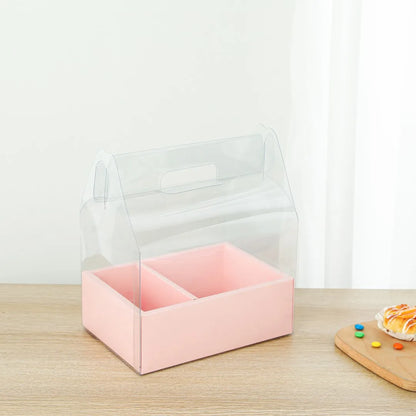 Folding Birth Day Wedding Favor Gift Cake Box Transparent Cake and Flower Box
