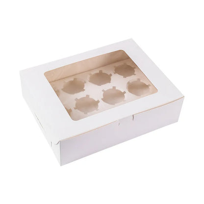 Custom Cardboard Cake With Window Packing Box 4 Hole and 6 Hole Cupcake Box 12 Hole Paper Cupcake Box Packaging